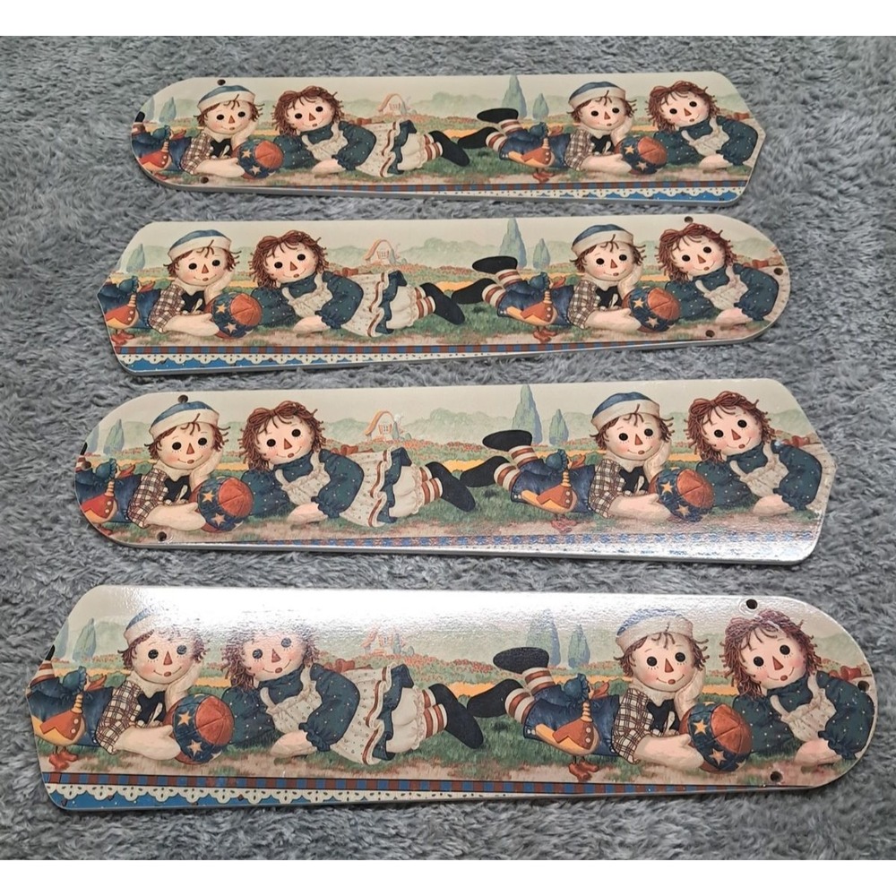 Custom Vintage Raggedy Ann & Andy Ceiling Fan Blades Dolls Country Collectibles